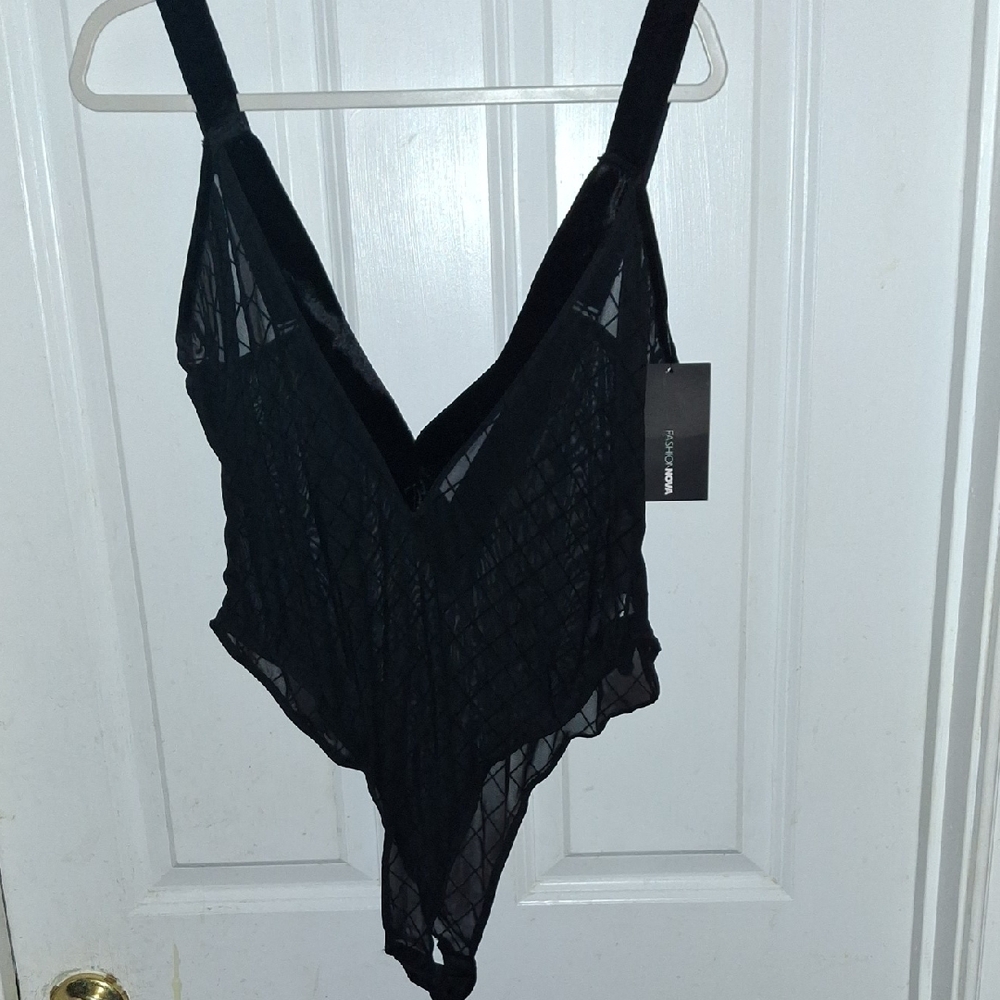Fashion Nova Black Mesh Chemise